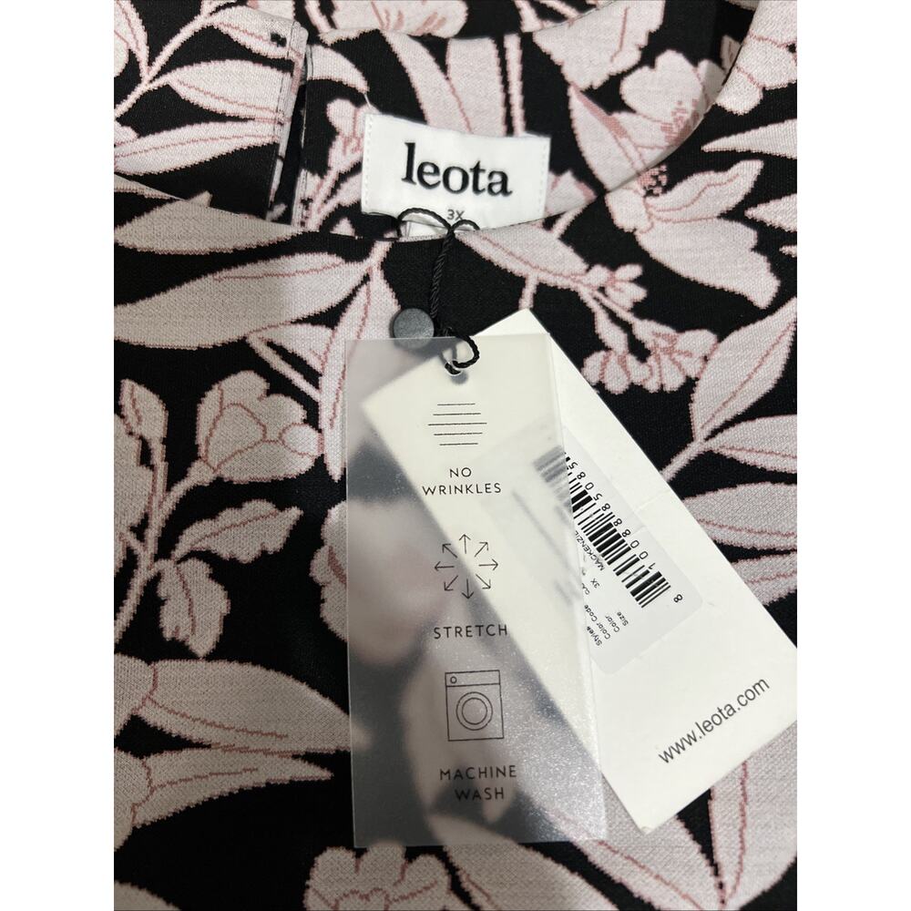 Leota Mackenzie Black Pink Floral Fit And Flare Dress Size 3X NWT Retail $148 - Picture 2 of 4